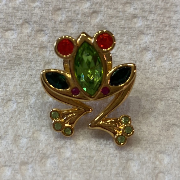 Swarovski Frog Pin/ gold tone metal with glass crystals - Picture 5 of 6